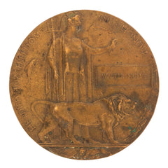 WW1 Memorial Plaque Walter Hulme Original