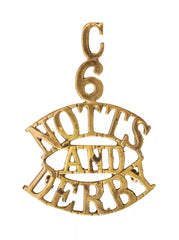 C.6 Notts And Derby Shoulder Title Brass Metal