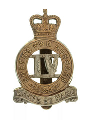 Queens Crown 4th Queen's Own Hussars Cap Badge Bi Metal
