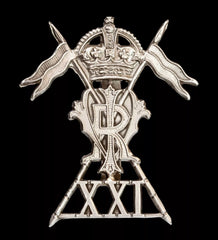 21st Lancers Cap Badge Hallmarked Silver