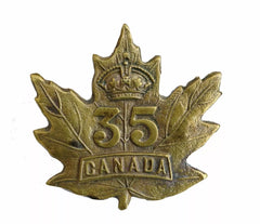 35th Canadian Infantry Cap Badge Brass Metal