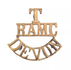 T. RAMC Devon Shoulder Title Brass Metal