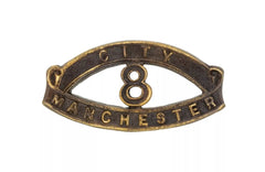 8th City Of Manchester Shoulder Title Brass Metal