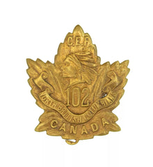 102nd North British Columbians Infantry Canadian Cap Badge Brass Metal