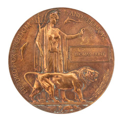 WW1 Memorial Plaque Thomas Hunt Original
