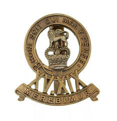 Queens Crown 15/19th Hussars Cap Badge Bi Metal