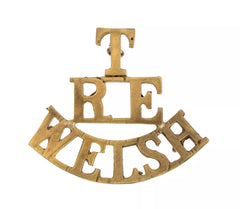 T R.E Welsh Shoulder Title Brass Metal