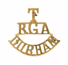 T R.G.A Durham Shoulder Title Brass Metal