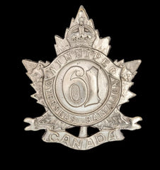 61st Canadian Winnipeg Overseas Battalion Cap Badge Hallmarked Silver