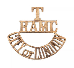 T. RAMC City of London Shoulder Title Brass Metal