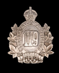 119th Overseas Algoma Battalion Canadian Cap Badge Hallmarked Silver