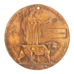 WW1 Memorial Plaque David Bowman Original