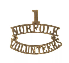 1st Norfolk Volunteers Shoulder Title Brass Metal