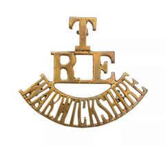 T R.E Warwickshire Shoulder Title Brass Metal