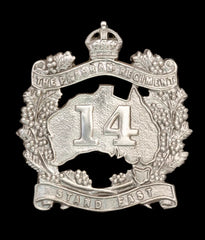 14th Australian Prahran Regiment Cap Badge Hallmarked Silver