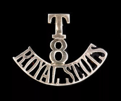 T 8 Royal Scots Shoulder Title White Metal