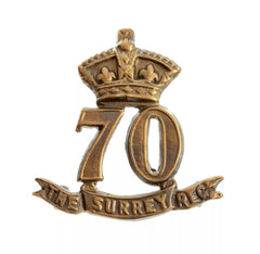 70th The Surrey Regiment Glengarry Badge Brass Metal
