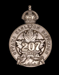 207th Canadian Ottawa Carleton Battalion Cap Badge Hallmarked Silver