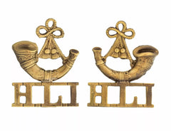 Bugle Highland Light Infantry Shoulder Title Pair Brass Metal