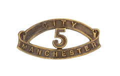 5th City Of Manchester Shoulder Title Brass Metal