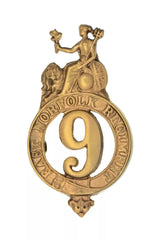 9th East Norfolk Regiment Glengarry Badge Brass Metal