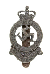 Queens Crown Isle of Man Home Guard Cap Badge Brass Metal