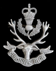 Queens Crown Highlanders Seaforth Gordon & Cameron Cap Badge Hallmarked Silver