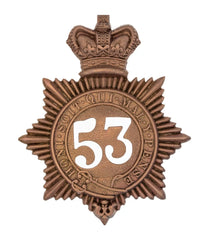 53rd Shropshire Light Infantry Regiment Quilted Shako Plate Brass Metal