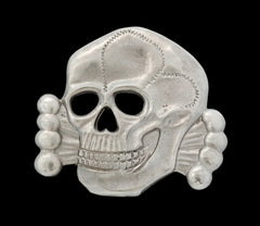 German Totenkopf SS Skull Badge Large Solid Silver