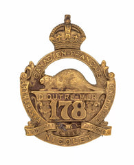 178th Canadian Quebec Infantry Battalion CEF Cap Badge Brass Metal