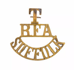 T R.F.A Suffolk Shoulder Title Brass Metal