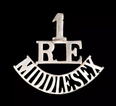 1.R.E Middlesex Shoulder Title White Metal