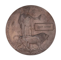 WW1 Memorial Plaque Percy Harris Original