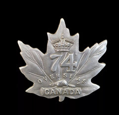 74th Canadian Overseas Infantry Cap Badge Hallmarked Silver