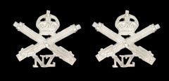 Machine Gun New Zealand Collar Badges Pair Hallmarked Silver