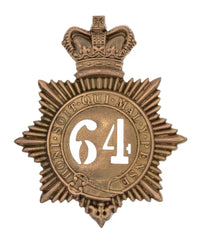 64th North Staffordshire Regiment Quilted Shako Plate Brass Metal