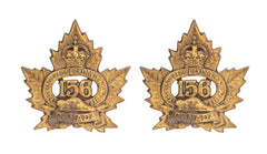 156th Canadian Leeds & Grenville Battalion Collar Badges Brass Metal