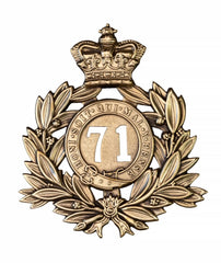 71st Highland Light Infantry Regiment Last Shako Plate Brass Metal