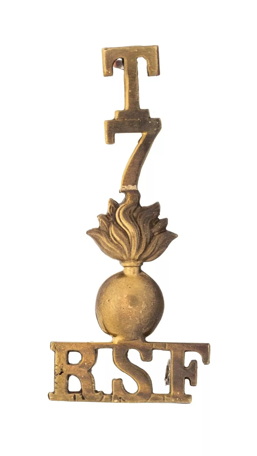 T 7 Royal Scots Fusiliers Shoulder Title Brass Metal