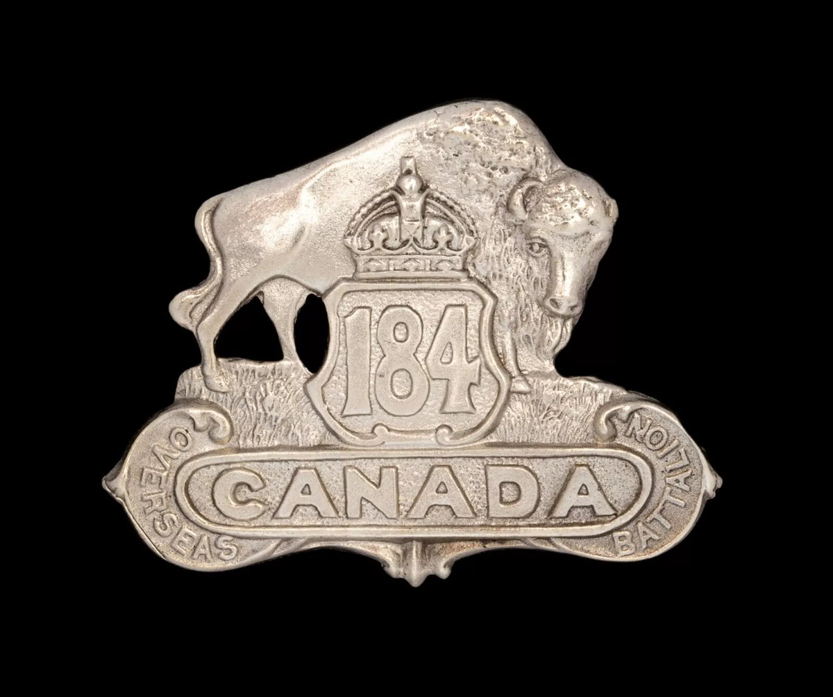 184th Overseas Battalion Canadian Cap Badge Hallmarked Silver