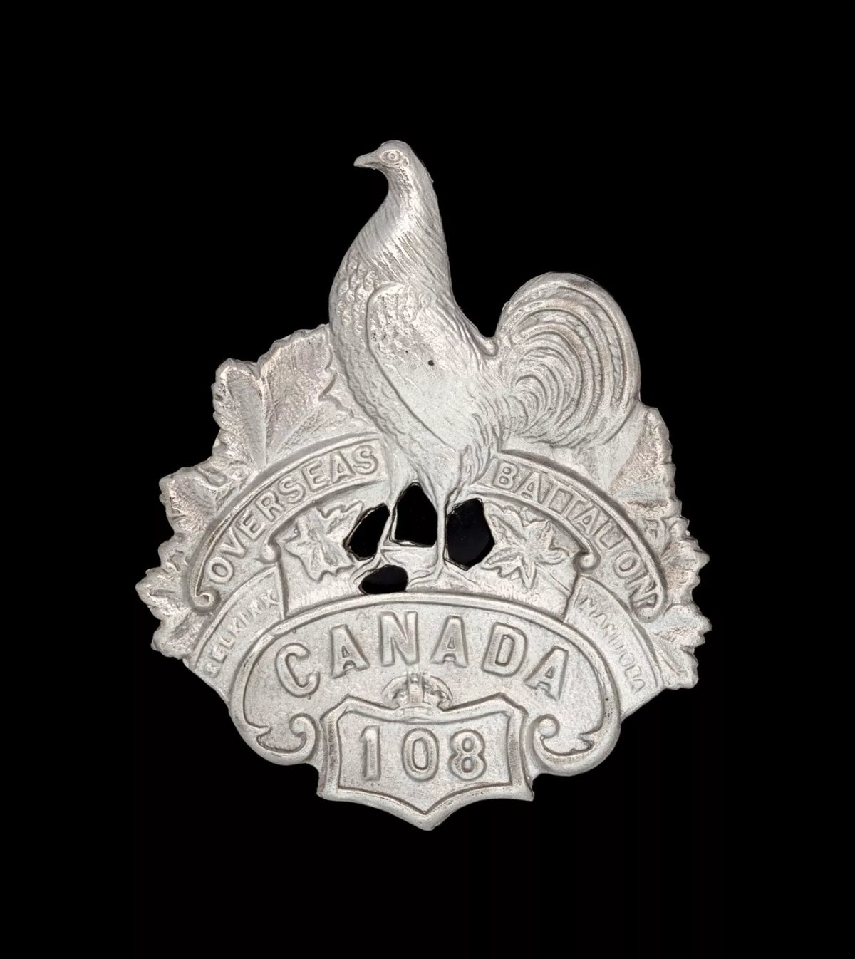 108th Canadian Overseas Battalion Cap Badge Hallmarked Silver