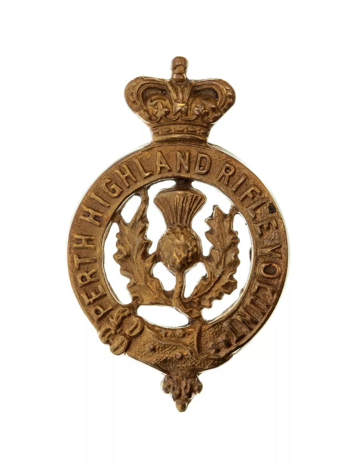 Perth Highland Rifle Volunteers Cap Badge Brass Metal