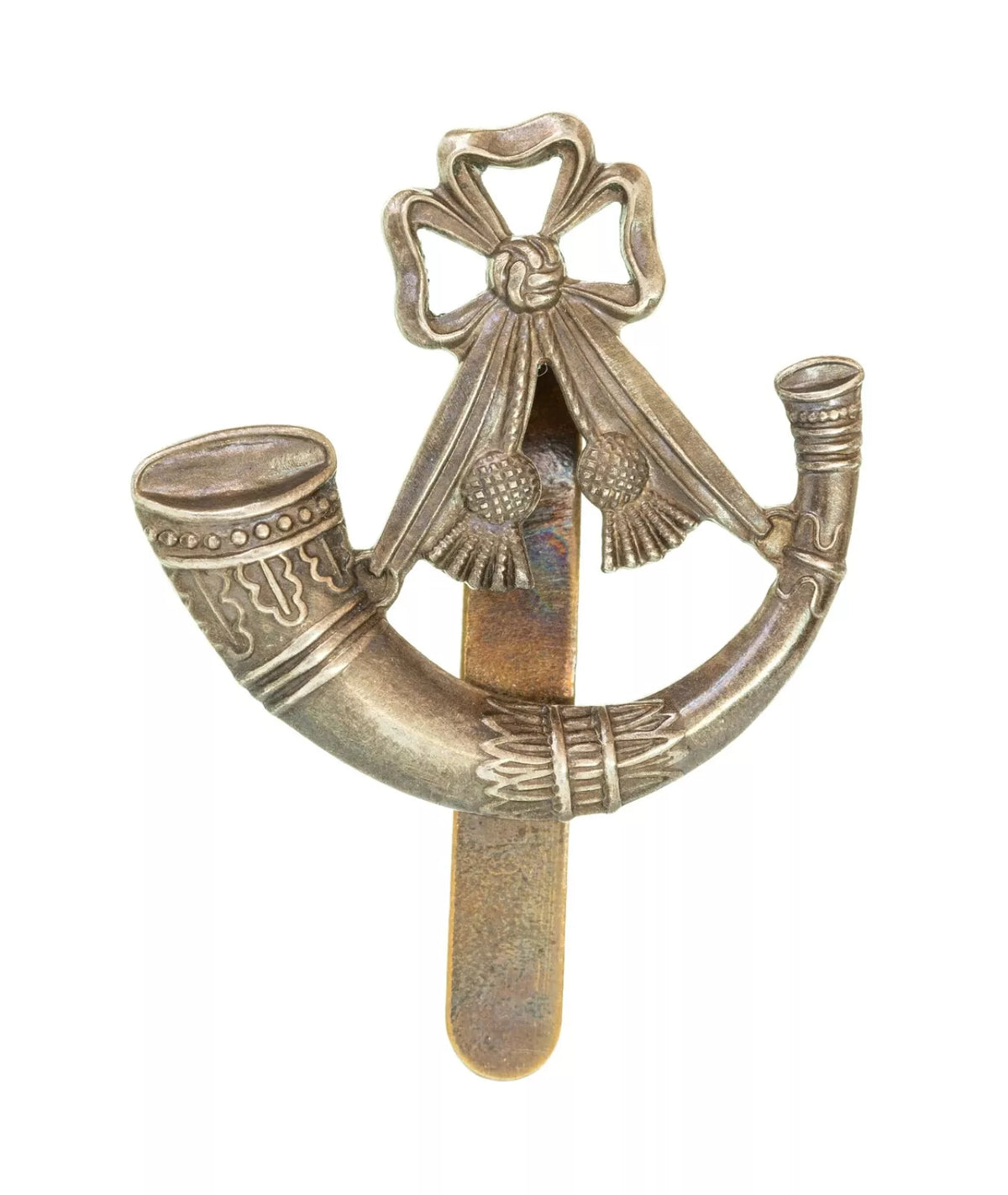 Light Infantry Cap Badge White Metal
