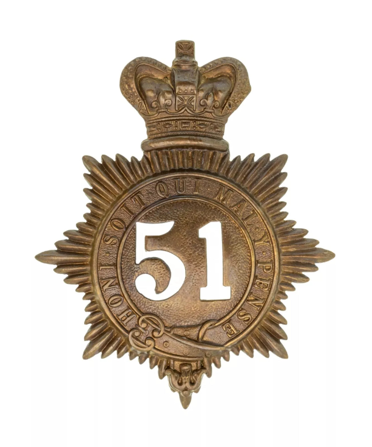 51st Kings Own Light Infantry Regiment Quilted Shako Plate Brass Metal