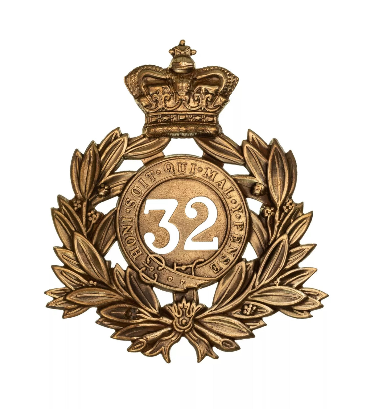 32nd Duke of Cornwall's Light Infantry Regiment Last Shako Plate Brass Metal