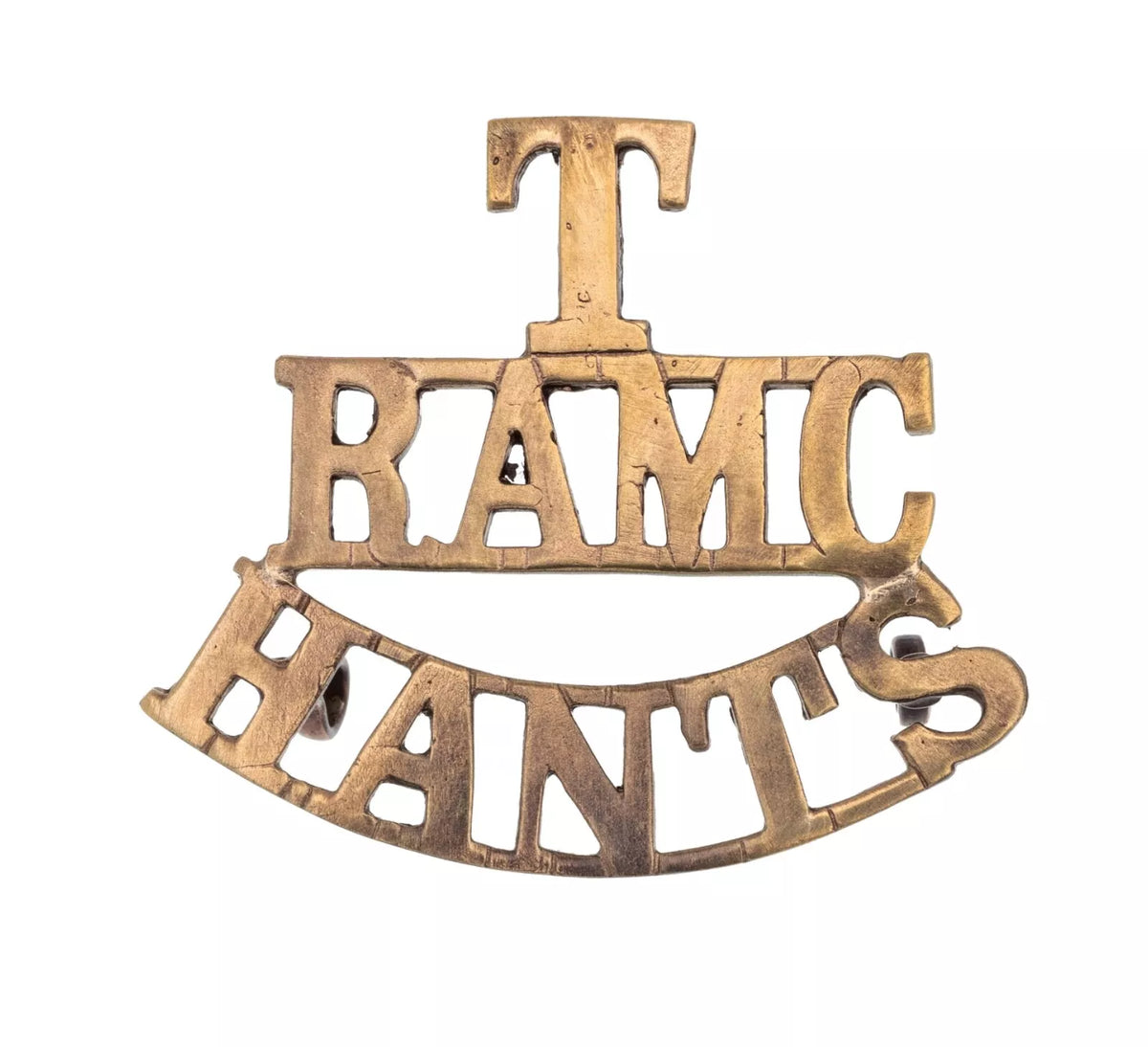T.RAMC Hants Shoulder Title Brass Metal