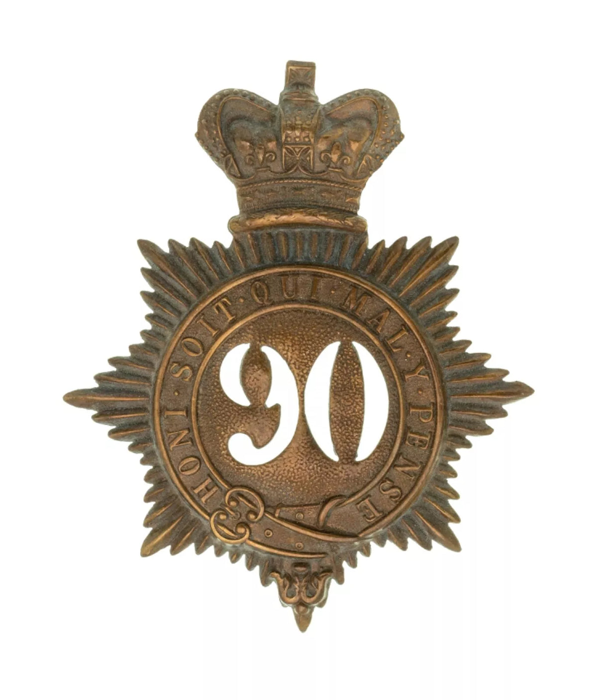 90th Cameronians 2nd Battalion Regiment Quilted Shako Plate Brass Metal