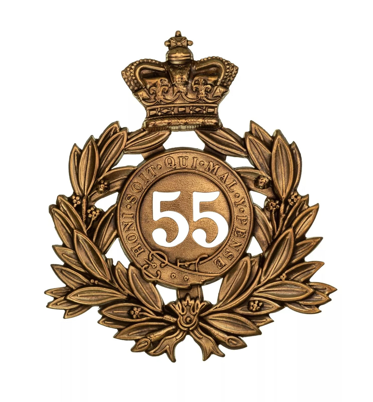 55th Border 2nd Battalion Regiment Last Shako Plate Brass Metal