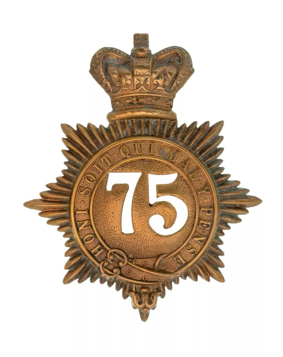 75th Gordon Highlanders 1st Battalion Regiment Quilted Shako Plate Brass Metal