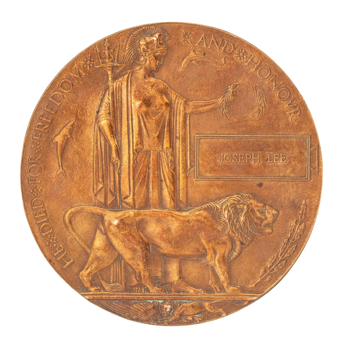 WW1 Memorial Plaque Joseph Lee Original